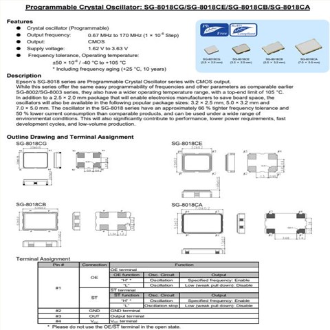 SG-8018CA晶体振荡器,SG-8018CA30MHzTJHSA,7050工业通用型晶振