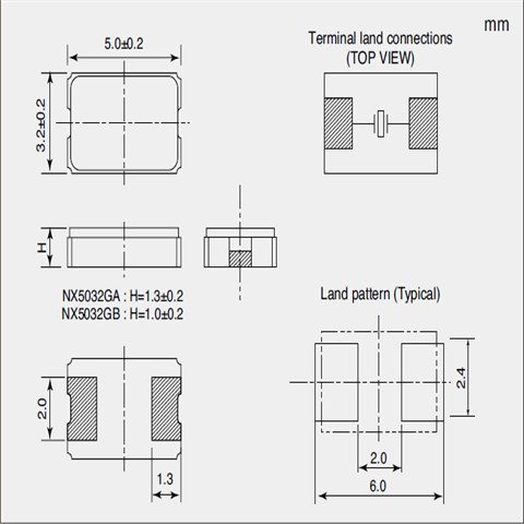 NDK晶振,贴片晶振,NX5032GB晶振,NX5032GB-16MHZ-STD-CSK-5晶振
