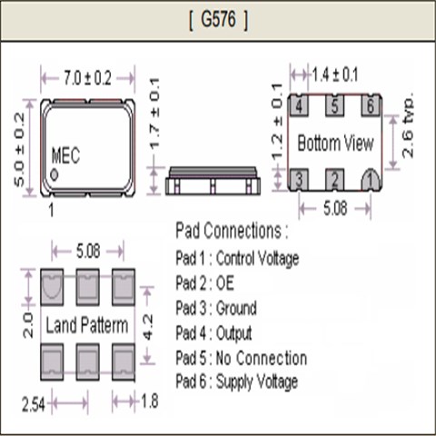 MERCURY晶振,压控振荡器,G576晶体振荡子
