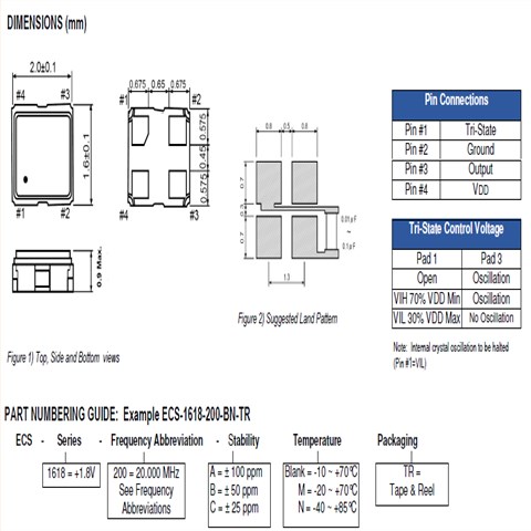 ECS晶振,普通有源晶振,ECS-1618振荡器