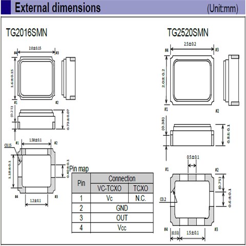 TG2016SMN48.0000M-ECGNNM0,TCXO温补晶振,2016振荡器