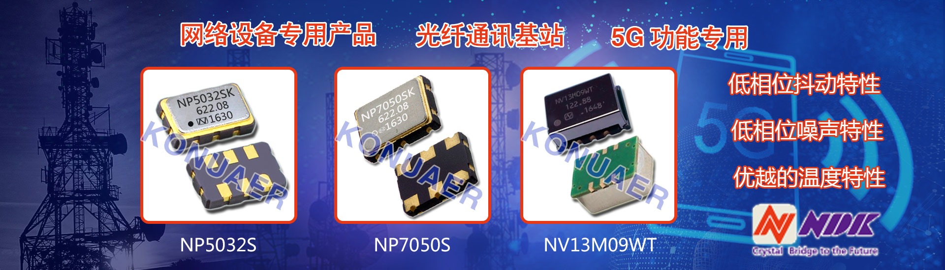 NDK石英晶体振荡器低功耗,性能高,被广泛用于网络设备,光纤通信等领域