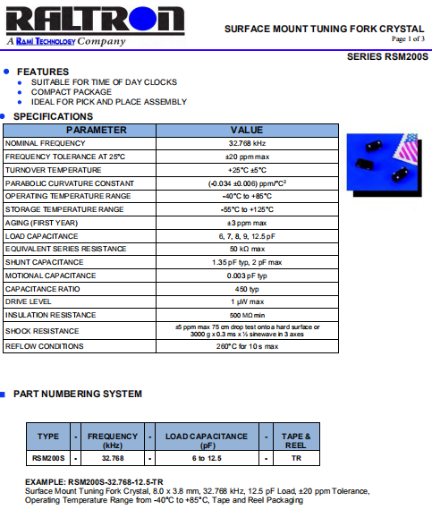 Raltron晶振,高性能晶振,RSM200S晶体