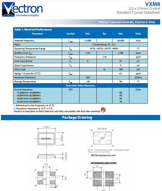 Vectron晶振,石英水晶振子,VXM8晶振